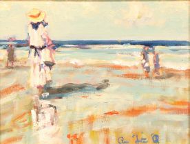 Ross Foster (contemporary British school) At the Seaside, signed, oil on board, 21cm x 27cm