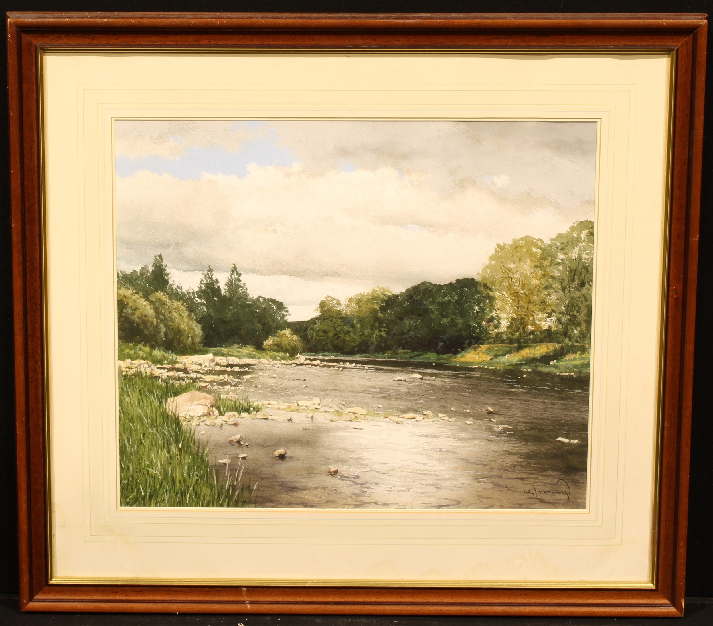 Walter Robin Jennings (1927-2005) River Dee, Near Kelso, Scotland, signed, watercolour, 53cm x 63cm - Image 2 of 5