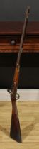 An early 19th century flintlock sporting rifle, 66.5cm barrel, engraved lock plate, brass trigger