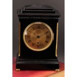 A 19th century ebonised bracket timepiece, of small proportions, 9.5cm engine turned gilt clock dial