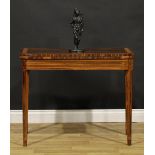 A George III satinwood crossbanded coromandel card table, hinged top enclosing a baize lined playing
