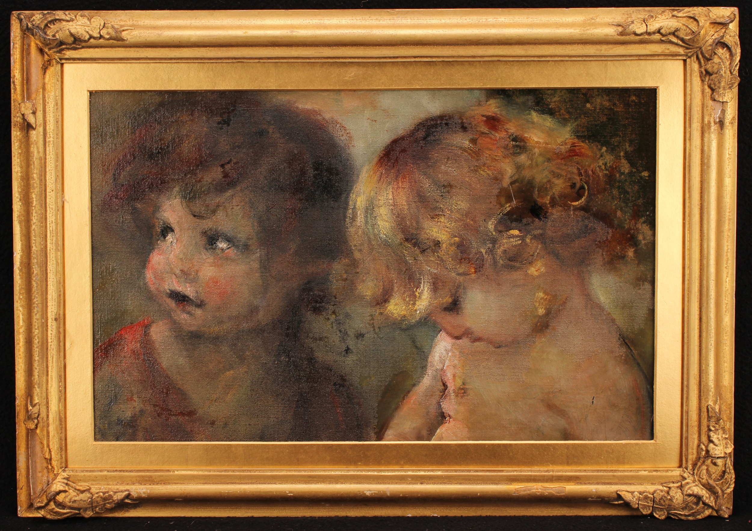 Continental School (early 20th century) Children, oil on board, 25cm x 40.5cm - Image 2 of 3