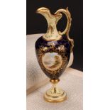A Coalport Named View ewer, painted by E. O. Ball, signed, Loch Farr, within gilt cartouche, on a