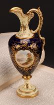 A Coalport Named View ewer, painted by E. O. Ball, signed, Loch Farr, within gilt cartouche, on a