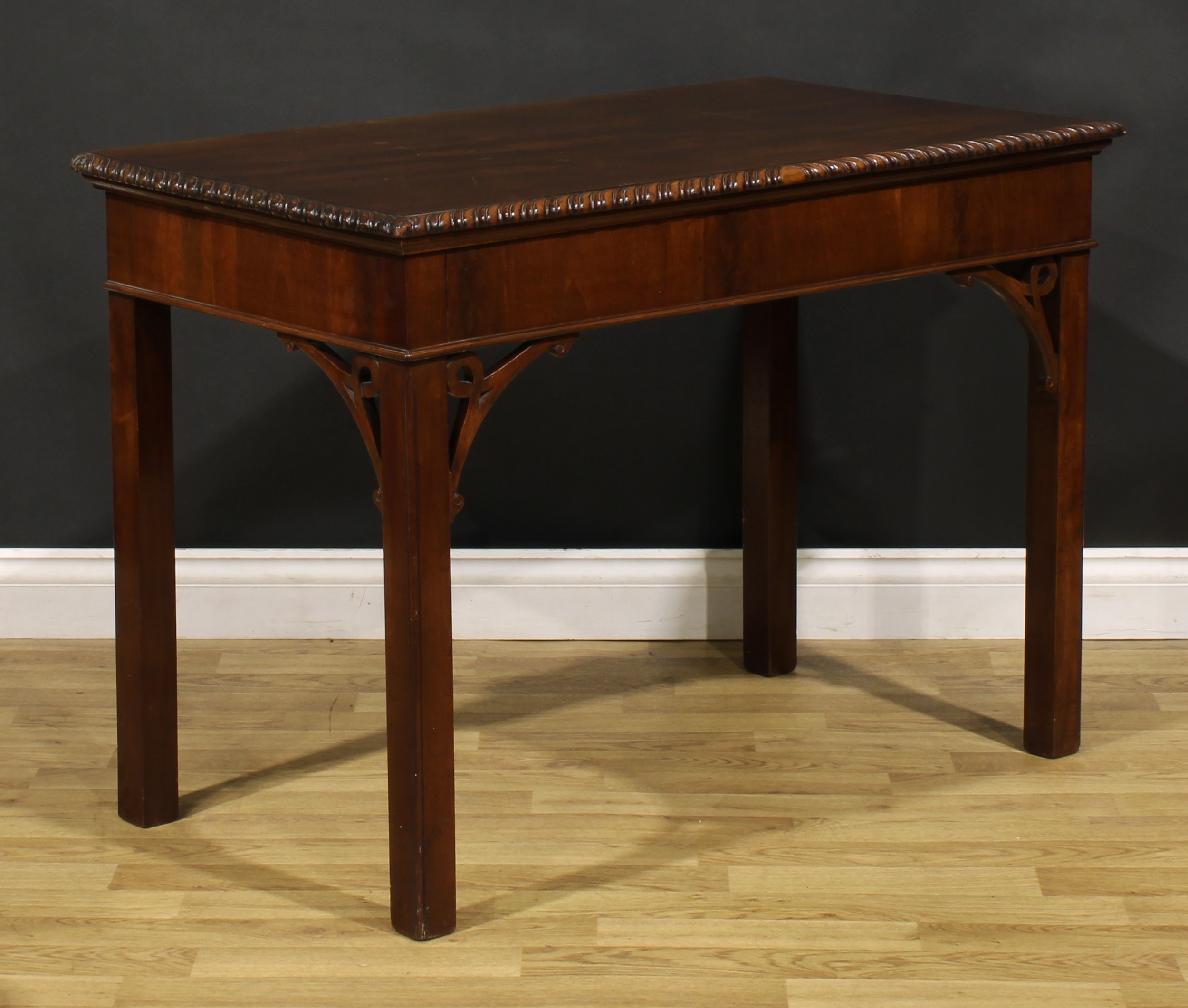 A 19th century Chippendale Revival mahogany side or serving table, rectangular top with gadrooned - Image 3 of 5