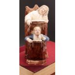 A Staffordshire pearlware figure group, The Vicar and Moses, with a sleeping vicar in the higher