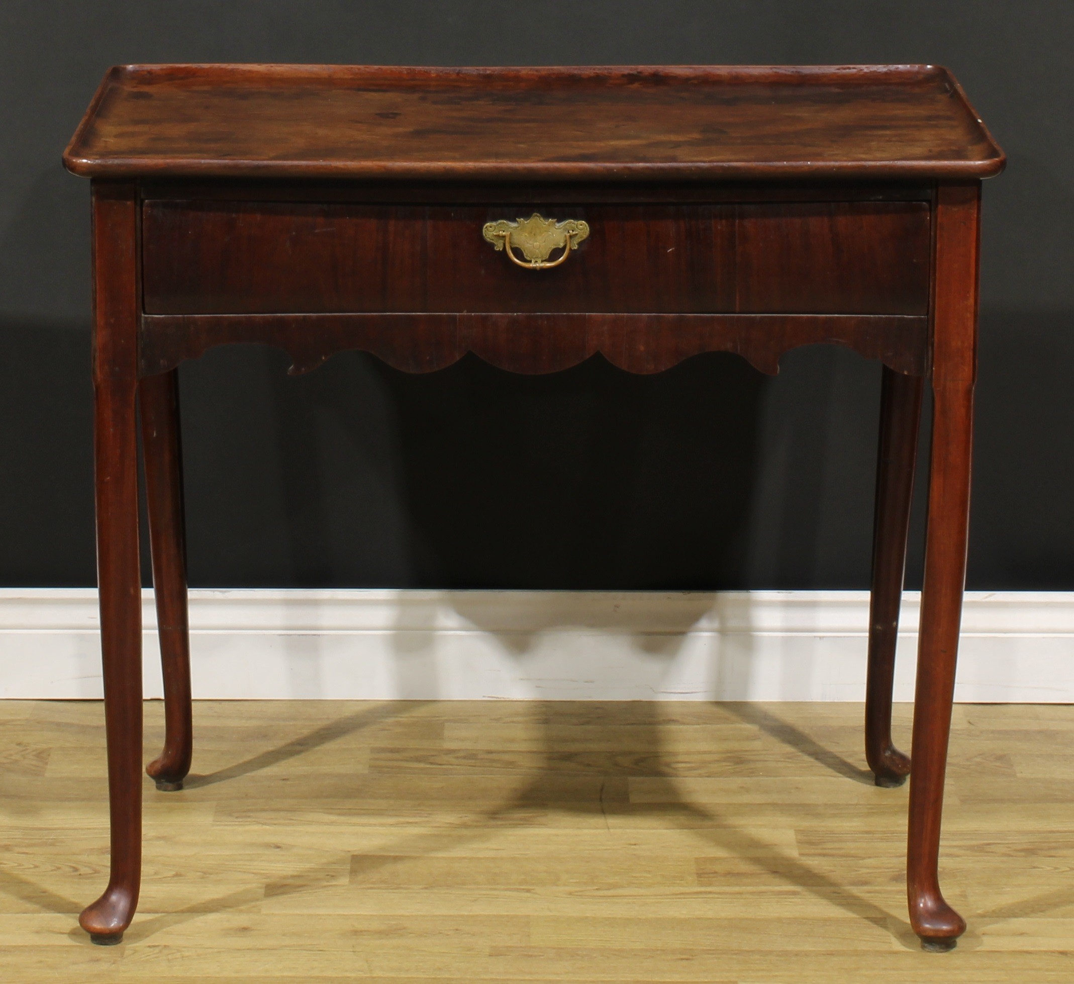 A George II mahogany silver table, dished rounded rectangular top above a long frieze drawer, shaped - Image 2 of 6