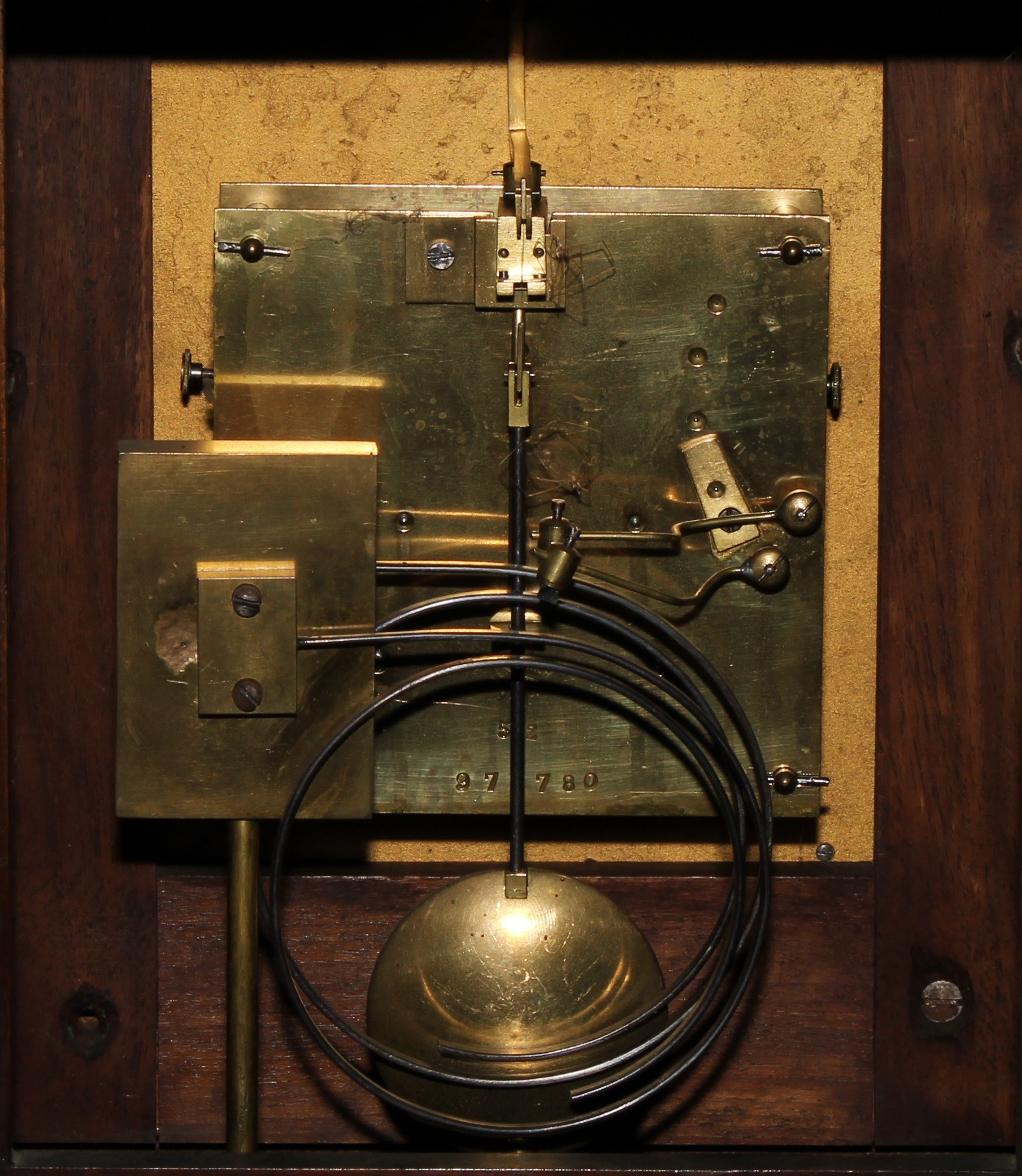 A Victorian walnut bracket clock, 15cm arched silvered dial profusely engraved with scrolling - Image 5 of 5