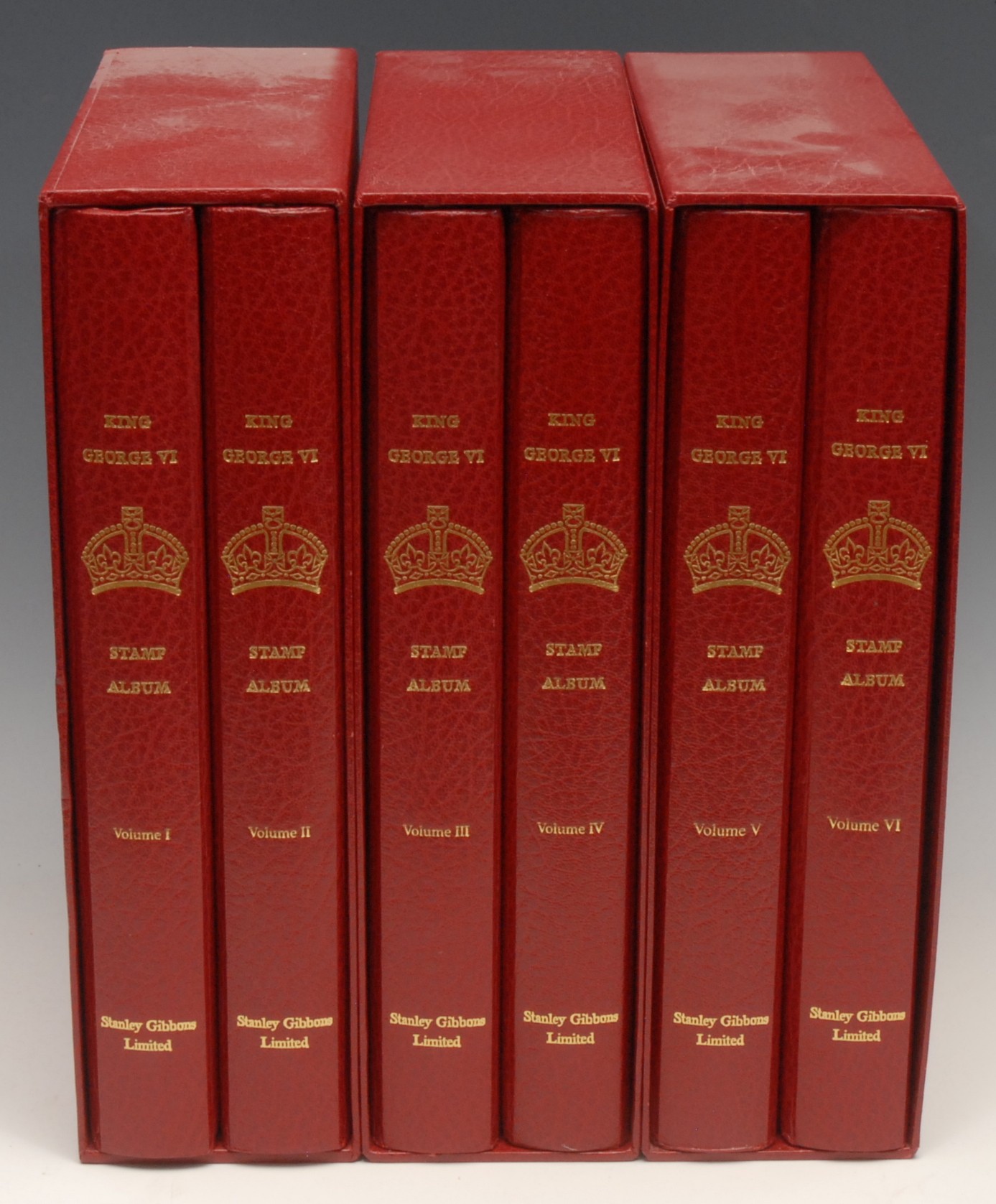 Stamps - GVI Stanley Gibbons British Commonwealth issues 1936 - 1952 housed in six red binders