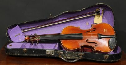 A French viola, the two-piece back 41cm long excluding button, paper label printed Copie d'apres A