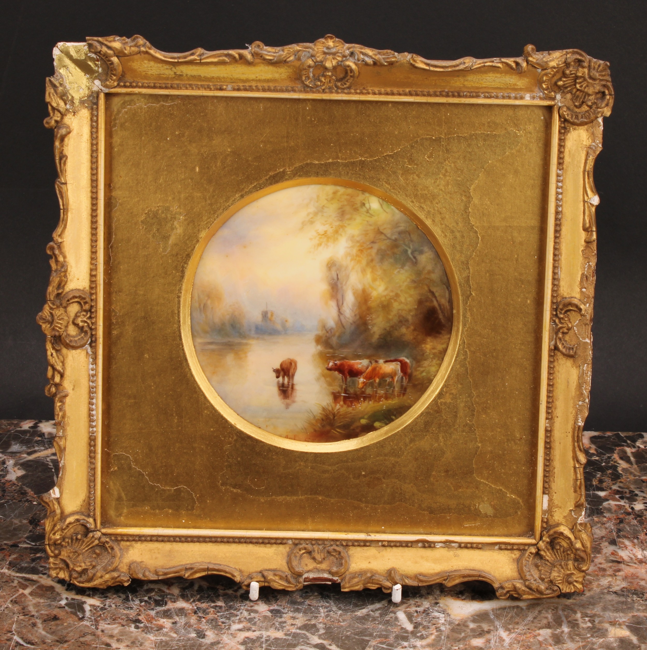 A Royal Worcester Named View circular plaque, painted by John Stinton, signed, Thames Near Henley, - Image 2 of 5