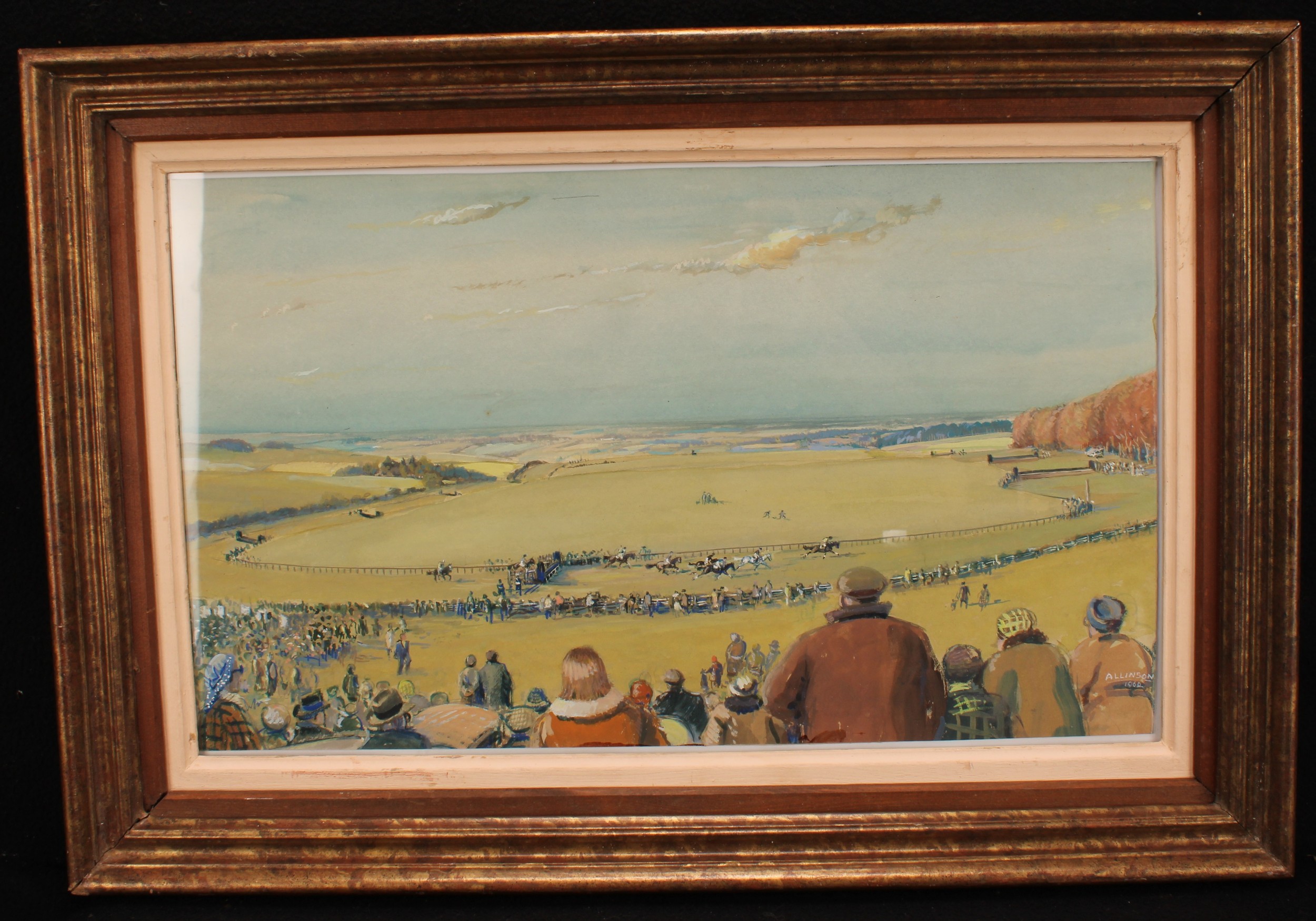 Allinson (20th century) Final Straight, signed and dated 1962, watercolour and gouache, 28.5cm x - Image 2 of 4