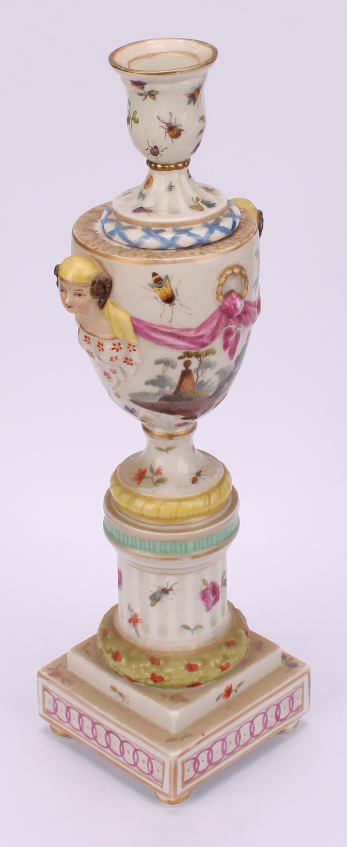 A pair of Berlin porcelain cassolettes, each as a pedestal urn on column support, stepped square - Image 4 of 10