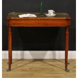 A Regency tulipwood crossbanded satinwood chamber or library pier writing table, slightly