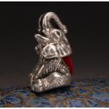 A sterling silver novelty pin cushion, as an elephant, 4.5cm high