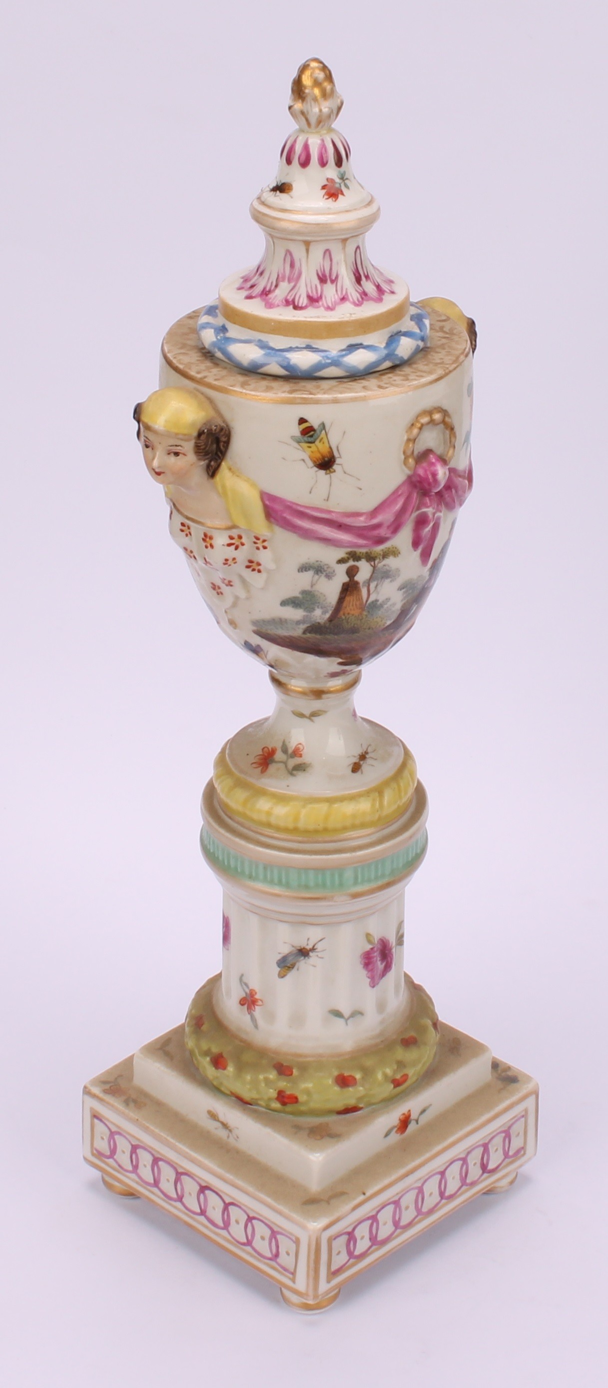 A pair of Berlin porcelain cassolettes, each as a pedestal urn on column support, stepped square - Image 5 of 10