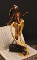 Erté (1892-1990), a parcel-gilt bronze figure, Pleasures of the Cortieson, inscribed 1990 CHALK &