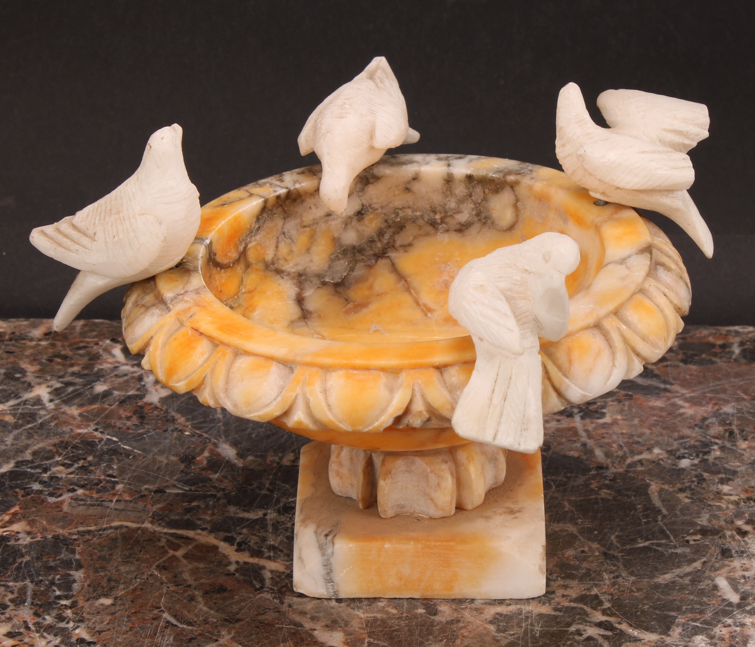 An Italian Grand Tour Sienna marble model, The Capitoline Doves, after the antique, 15cm diameter, - Image 2 of 4