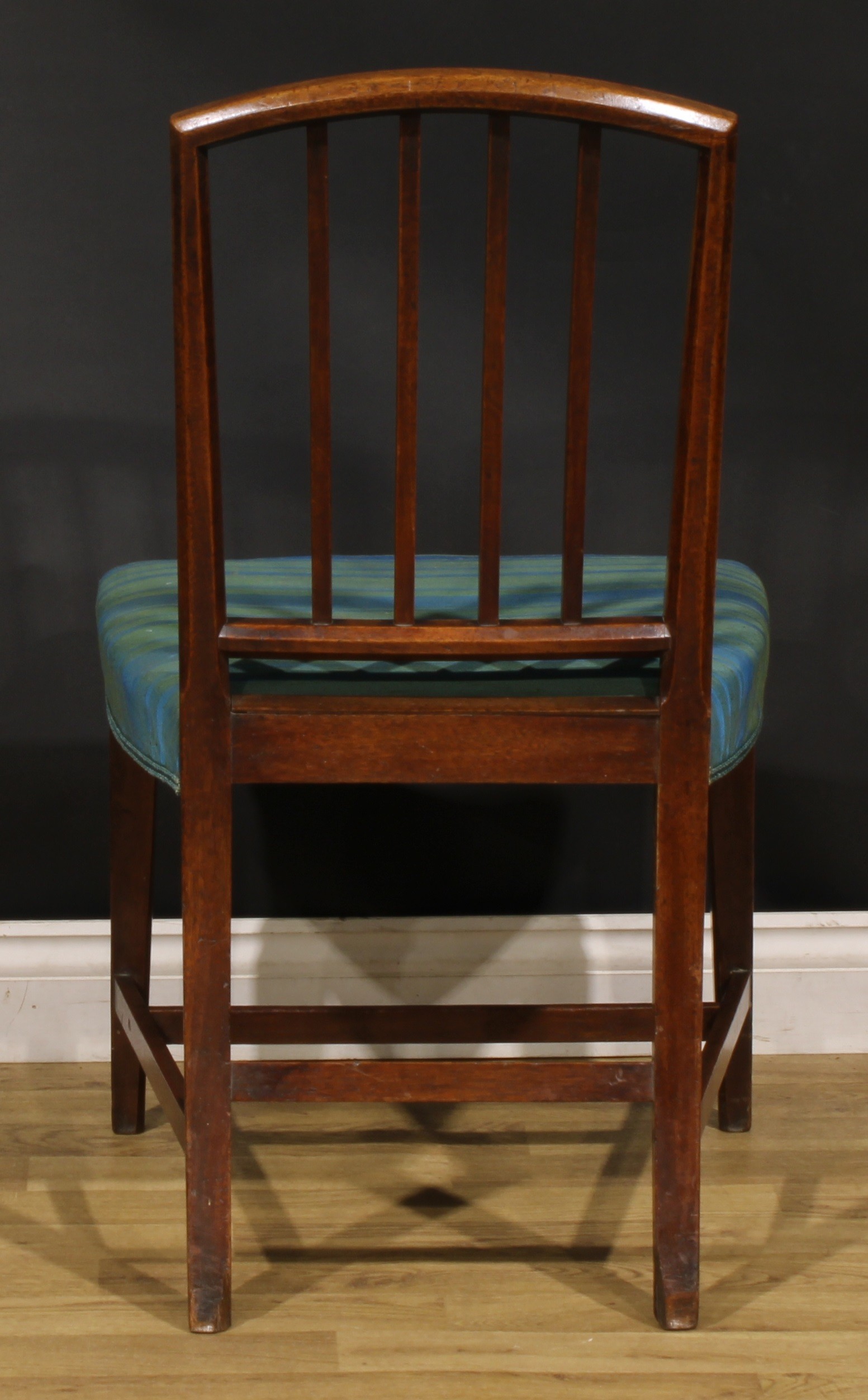 A set of six George III mahogany dining chairs, each arched back with four reeded splats, - Image 5 of 5