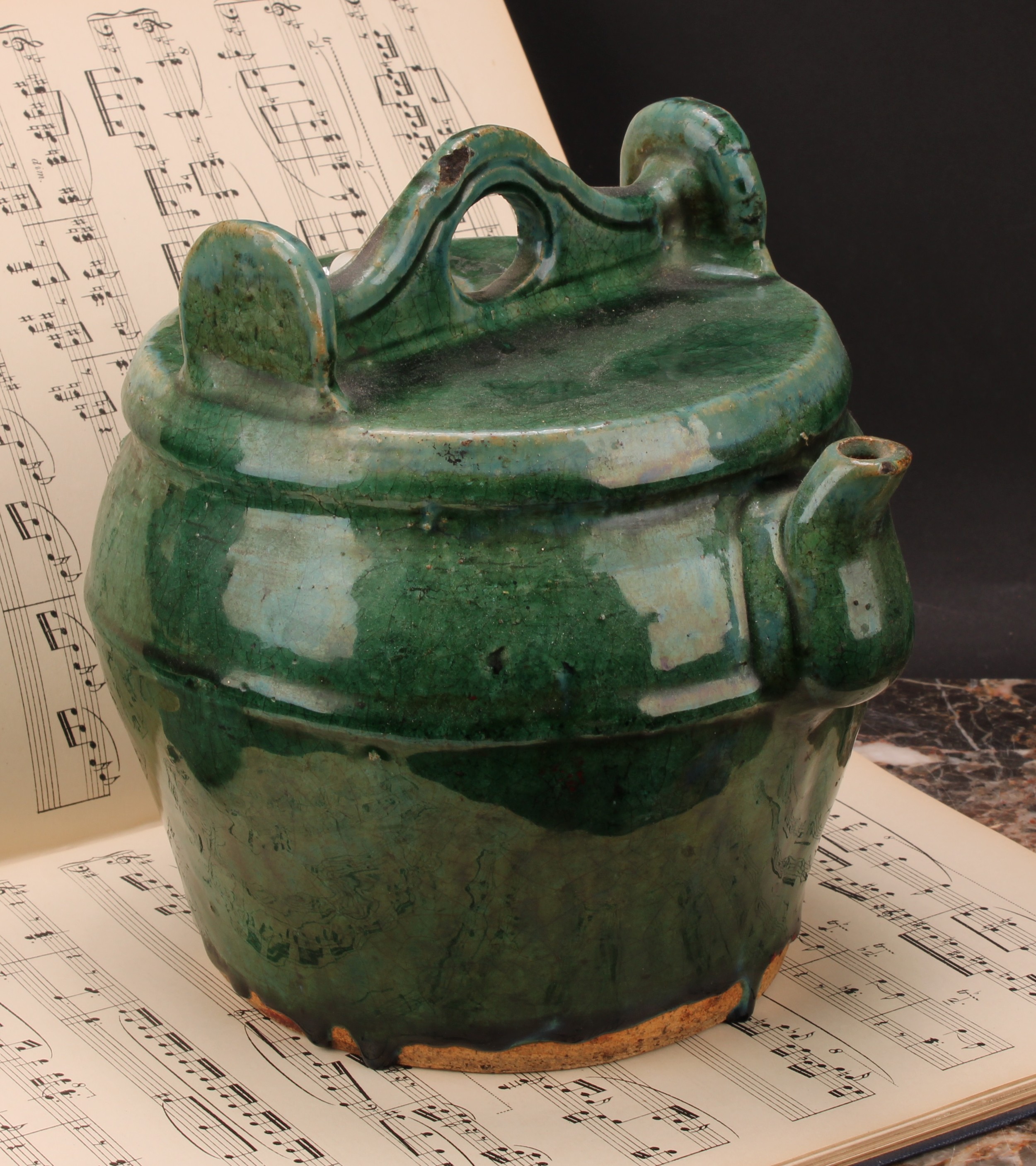 A Chinese monochrome rice wine pot, 22cm high