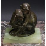 Austrian School (second quarter 20th century), a cold painted bronze, Two Monkeys, rectangular