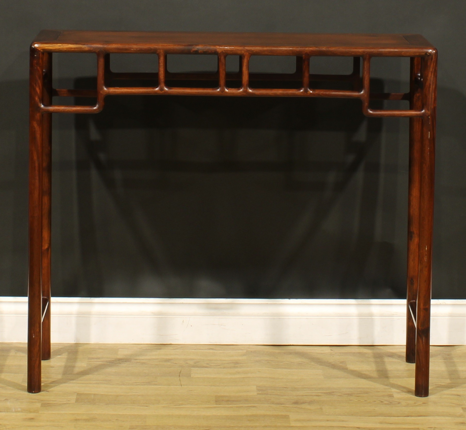 A Chinese hardwood side or altar table, of domestic proportions, rectangular top above a deep - Image 5 of 5