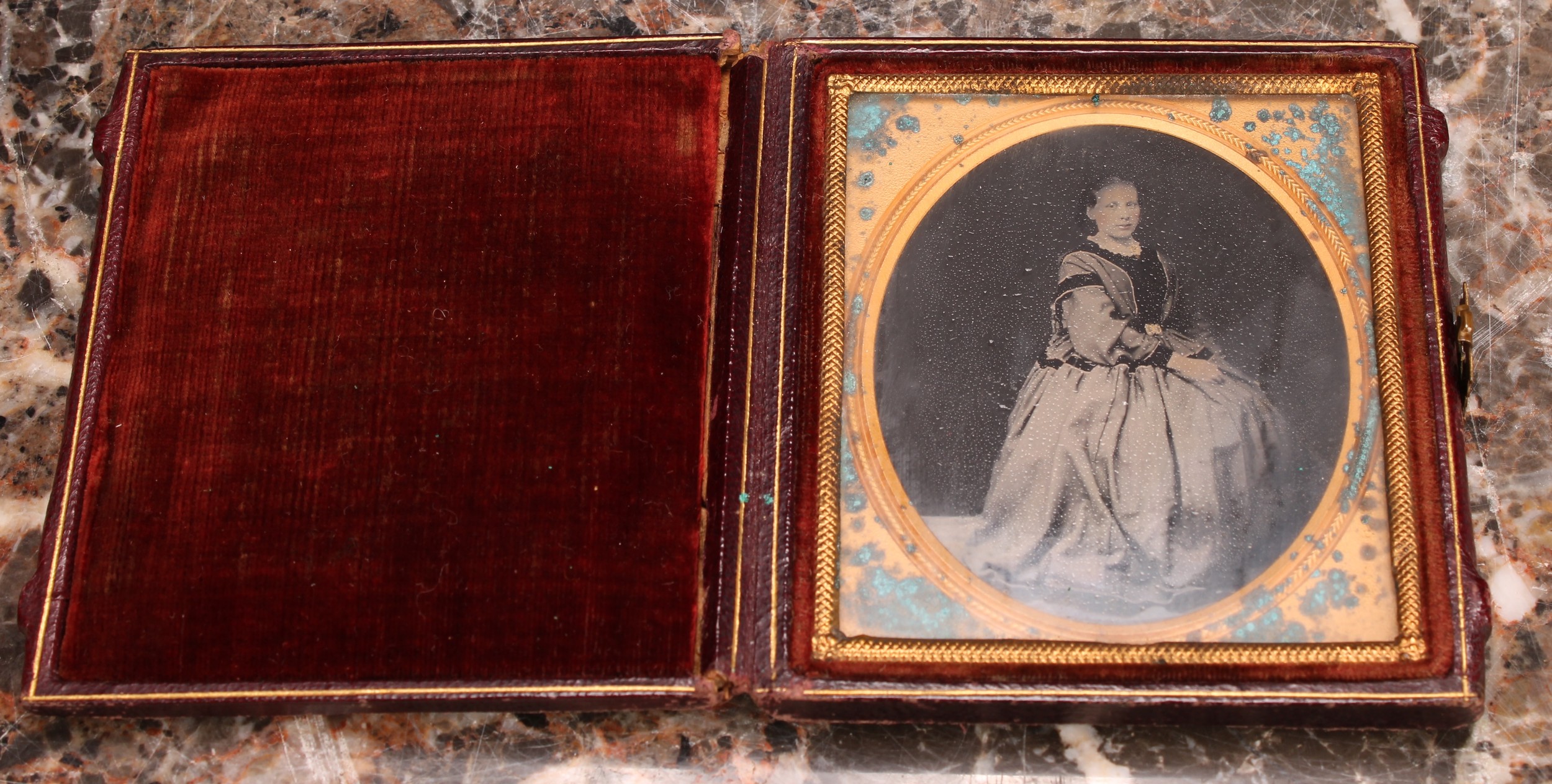 Photography - a 19th century ambrotype photograph on glass, of a lady, red Morocco case, 9cm long, - Image 8 of 9