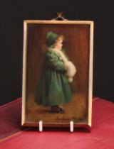 Gertrude Massey (British, 1868-1957), profile portrait miniature on ivory, Eva, Daughter of Mrs