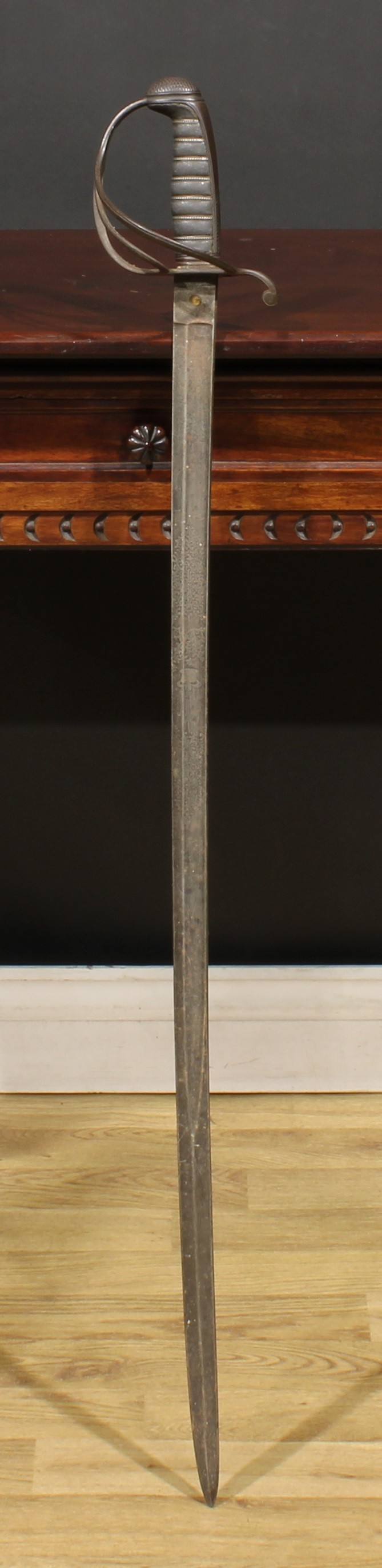 A Victorian 1821 pattern officer’s sword, by Wilkinson, 89.5cm single edge fullered blade etched