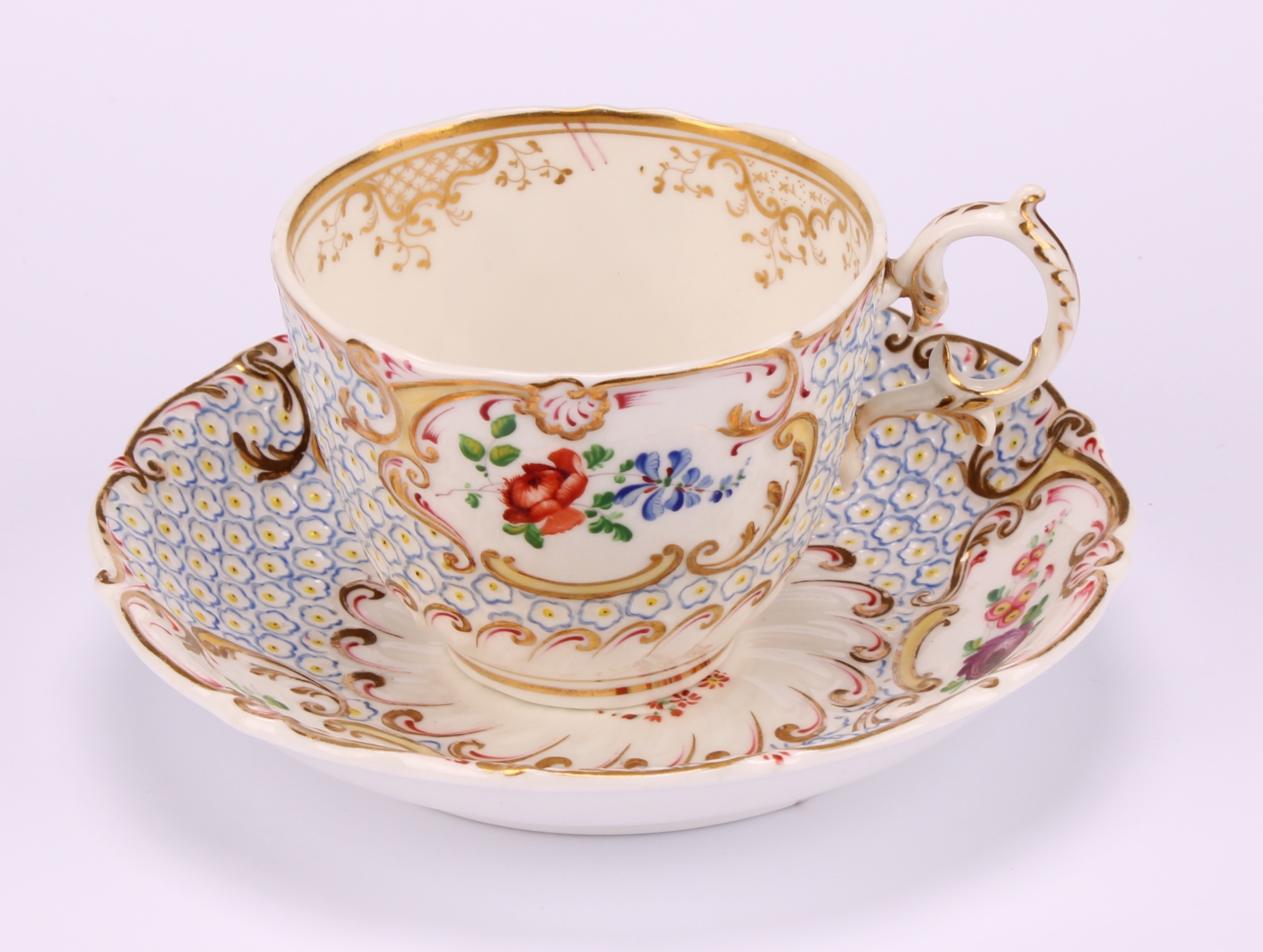 A H & R Daniel Mayflower tea cup and saucer, pattern no.4630, the saucer 14.5cm diam, c.1828-30 - Image 2 of 8