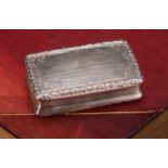 A George IV silver rectangular snuff box, hinged cover inscribed Presented to Mr H Knight by the