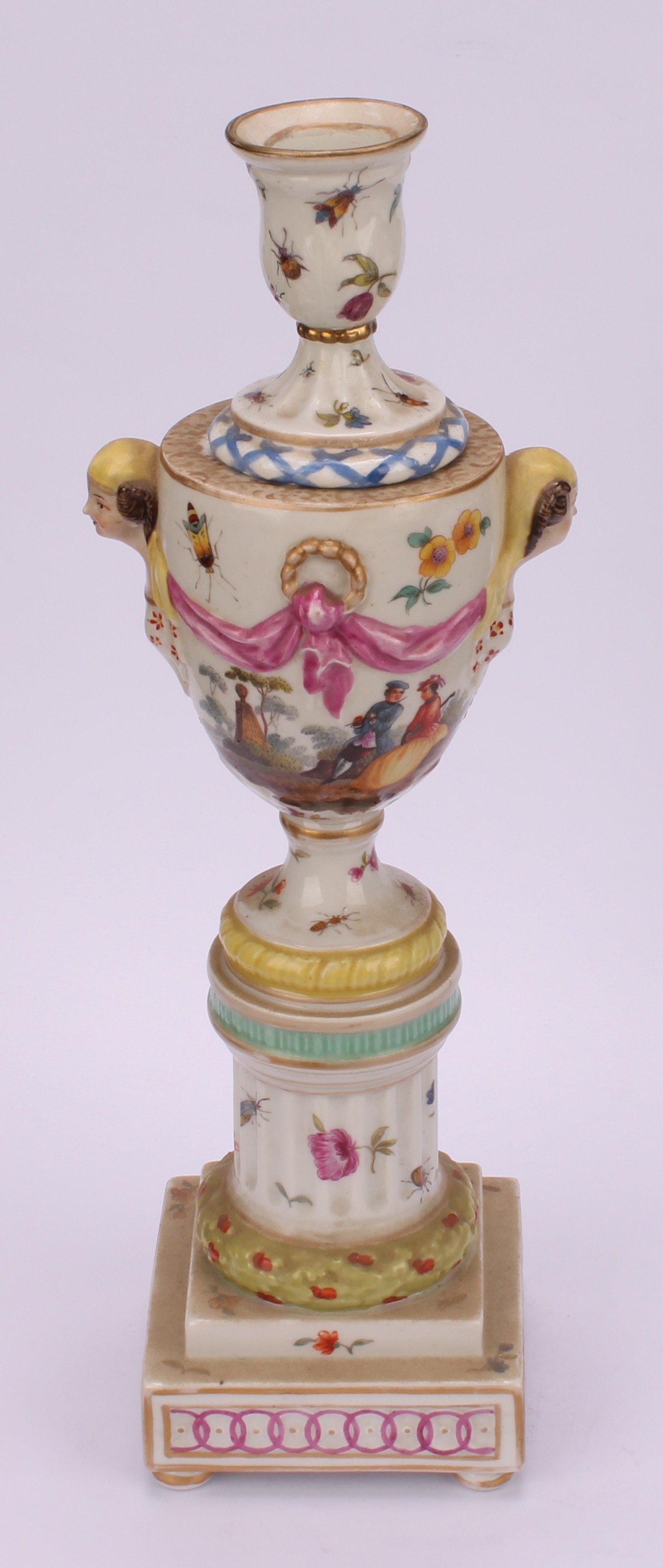 A pair of Berlin porcelain cassolettes, each as a pedestal urn on column support, stepped square - Image 3 of 10