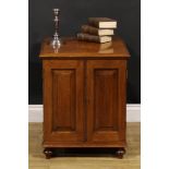 An Edwardian mahogany music or map cabinet, rectangular top with moulded edge above a pair of raised