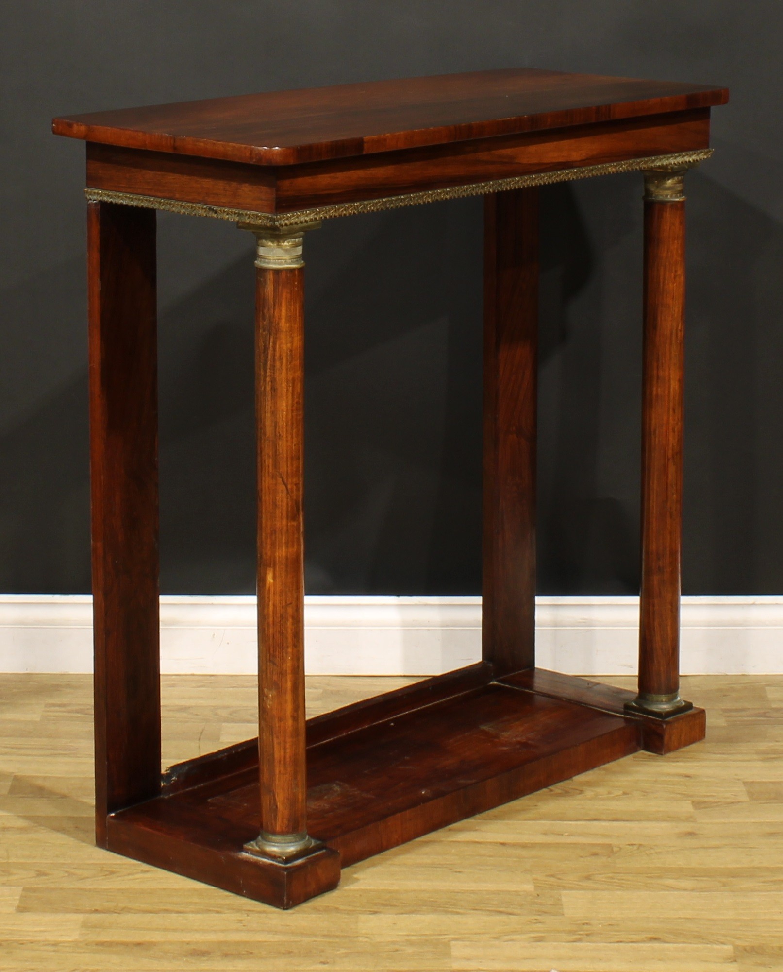 A 19th century French Empire gilt metal mounted rosewood pier table, slightly oversailing top, - Image 3 of 5