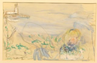 Kinley (20th century) Coastal Scene With Figure of a Girl, signed, watercolour, 22cm x 34cm