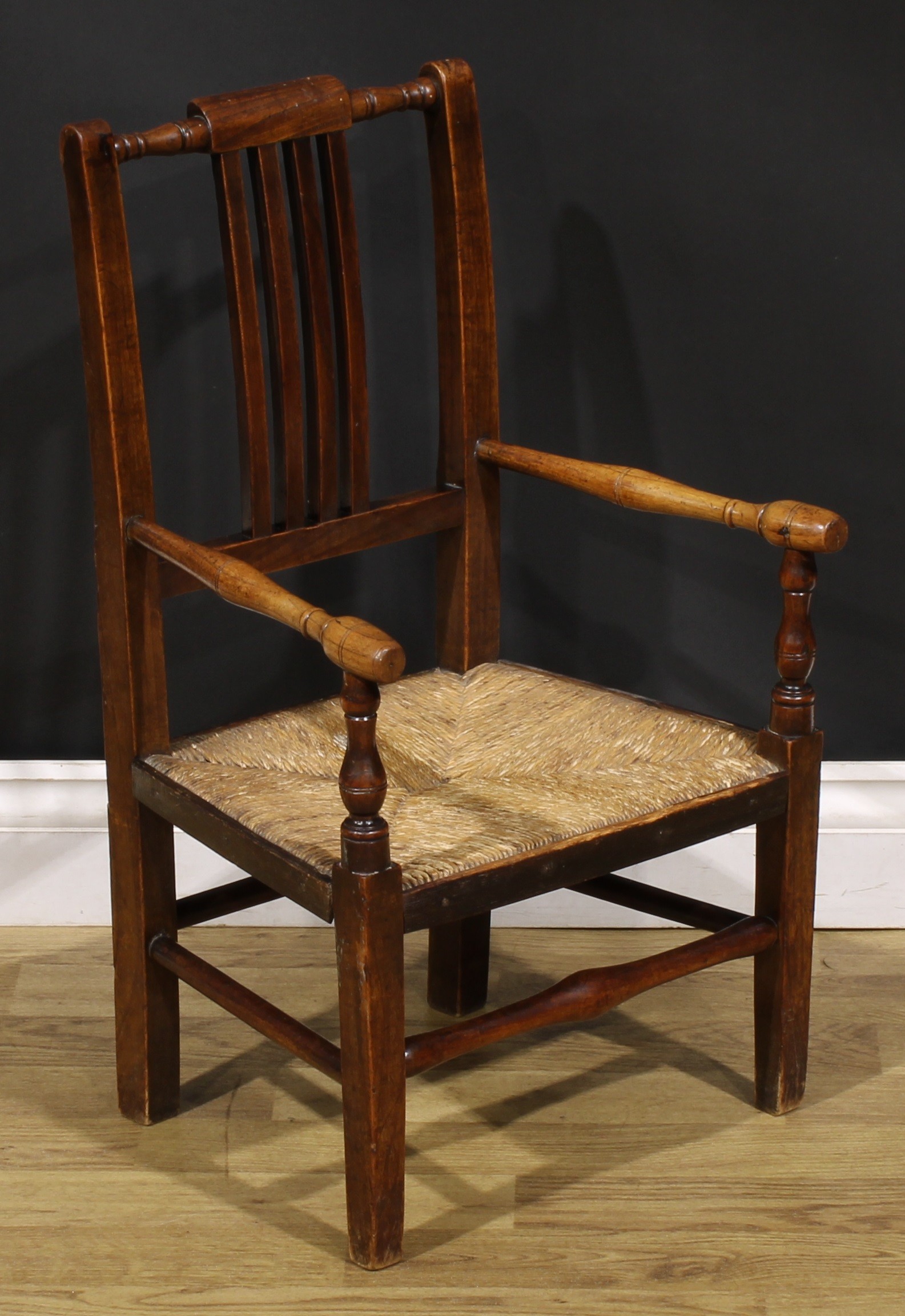 An early 19th century beech and ash child’s elbow chair, turned arms, 65cm high, 39cm wide, East - Image 2 of 4