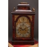 A George III mahogany repeating bracket clock, 17.5cm arched brass dial with silvered chapter ring