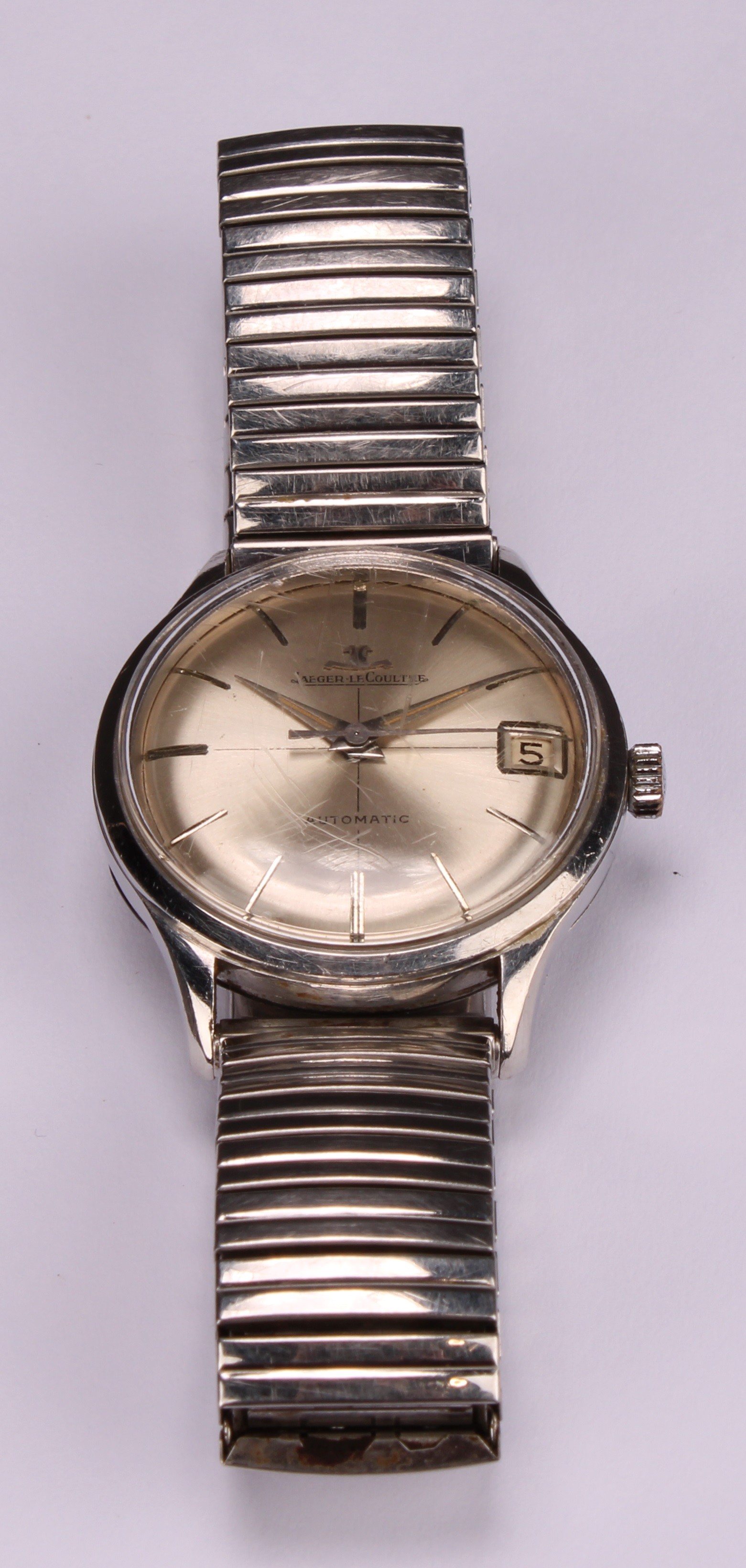 A gentleman's 1960s Jaeger Le Coultre stainless steel watch, champagne dial, baton indicators, - Image 2 of 4