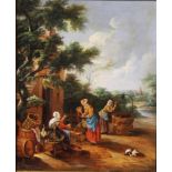 Continental School The Fruit Seller, oil on canvas, 48.5cm x 38.5cm