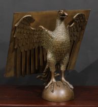 Ecclesiastical Salvage - a bronzed metal table-top lectern, cast as the Eagle of Saint John, 53cm