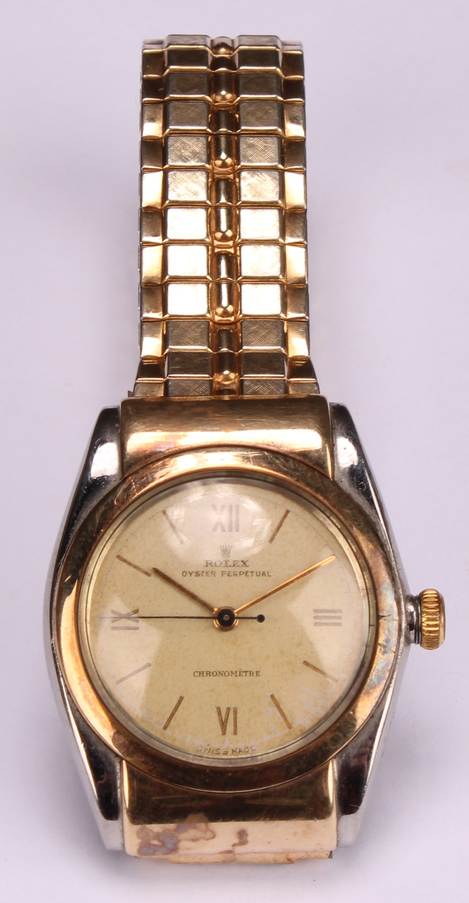 A gentleman's Rolex Oyster Perpetuel Chronometre, gold plated stainless steel, bubble back, - Image 2 of 5