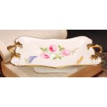 A rare Swansea botanical shaped rectangular two-handled dessert dish, painted by Thomas Pardoe, with