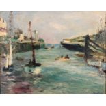 Ronald Ossory Dunlop RA (1894-1973) Southampton Harbour signed, oil on canvas, 39cm x 49cm