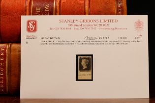 Stamps - QV 1840 1d black plate 5 very fine 4 margin unused own gum, small hinge cark, bottom