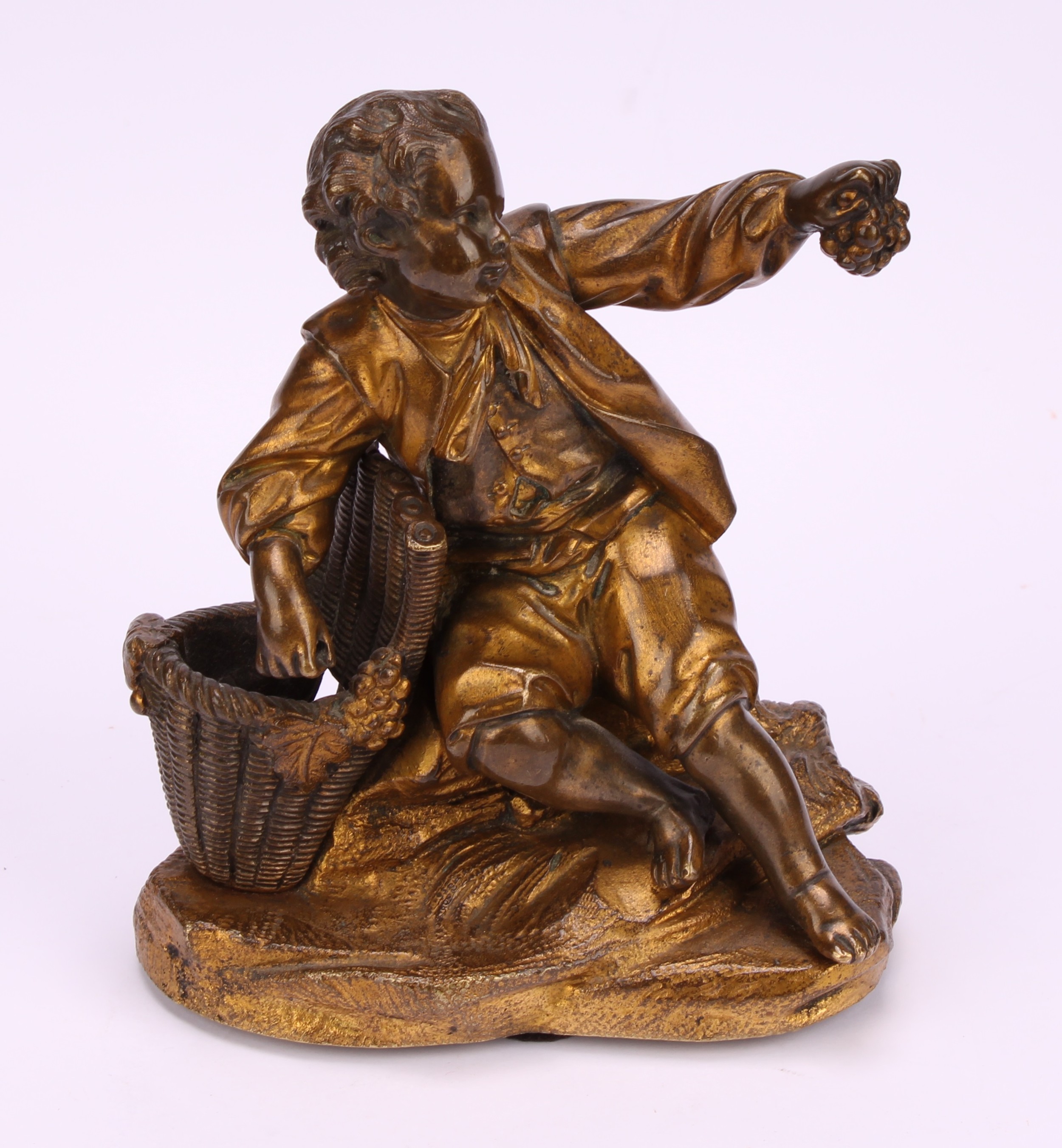 French School, late 19th century, a gilt bronze, Grape Picker, 13cm high; a silvered model, Sleeping - Image 3 of 13