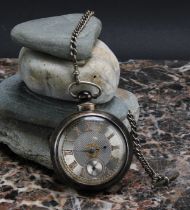 A Victorian silver pair case pocket watch, by D. Bowen, Alfreton, 5cm engine turned dial applied