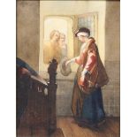 Christoffel Bischop (1828-1904) Mary Queen Of Scots Farewell signed, watercolour, label to verso,