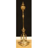 Interior Design - a brass floor lamp, converted from an oil lamp, 142cm high under fitting