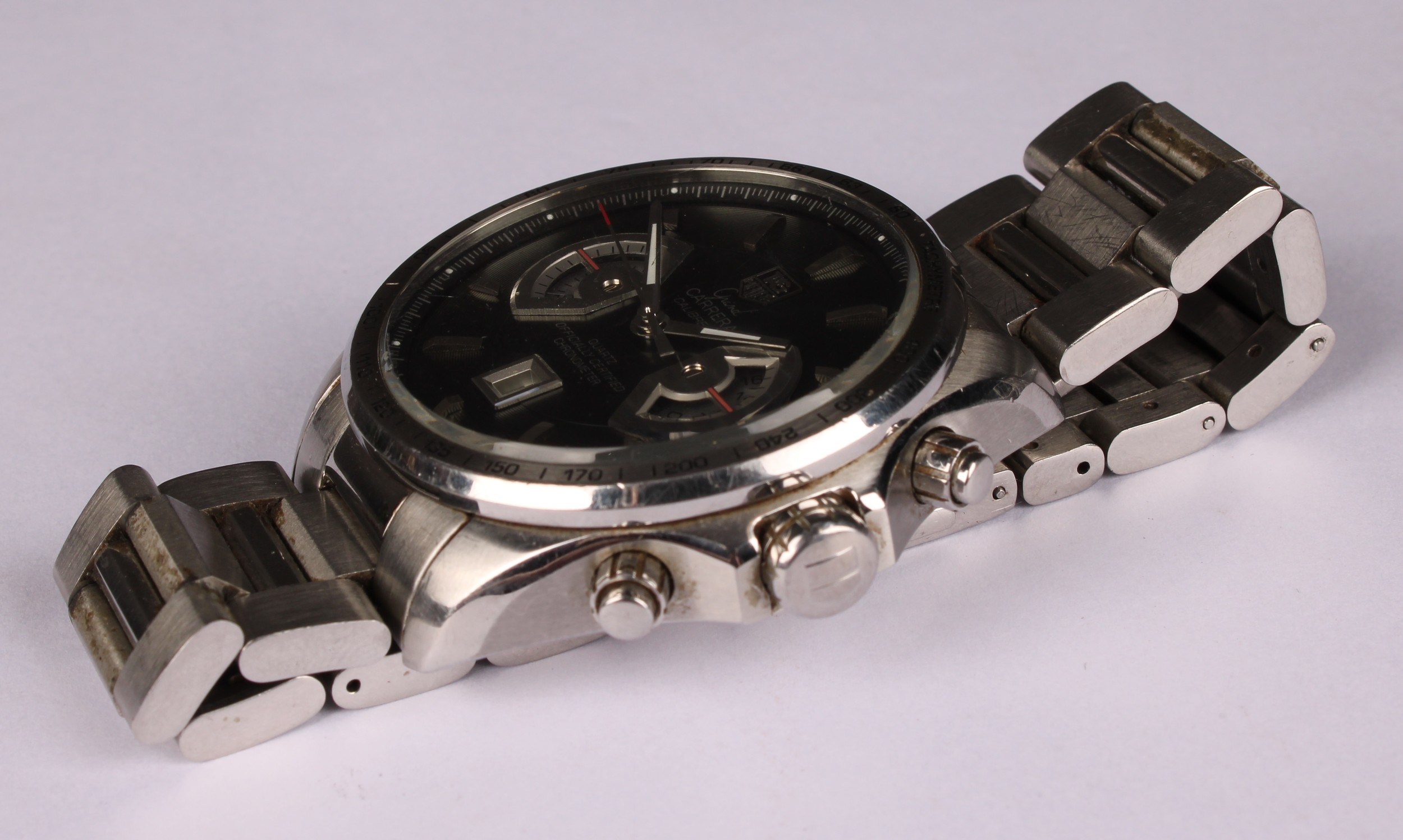 A gentleman's Tag Heuer Grand Carrera stainless steel chronometer wristwatch, the black dial with - Image 3 of 6