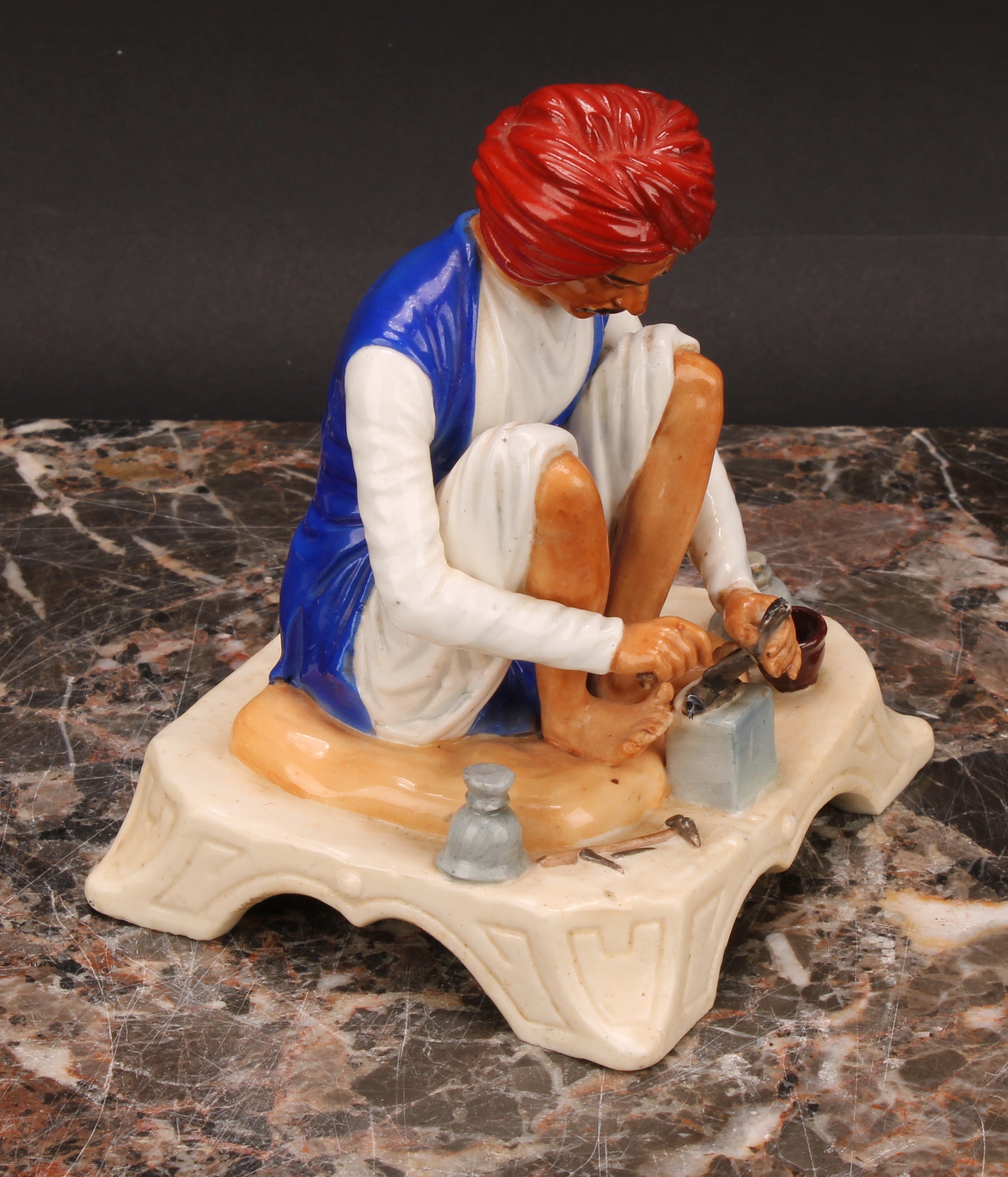 A Royal Worcester figure, Karen Singh - Toolmaker, modelled by James Hadley, 11.5cm high, crown - Image 3 of 5